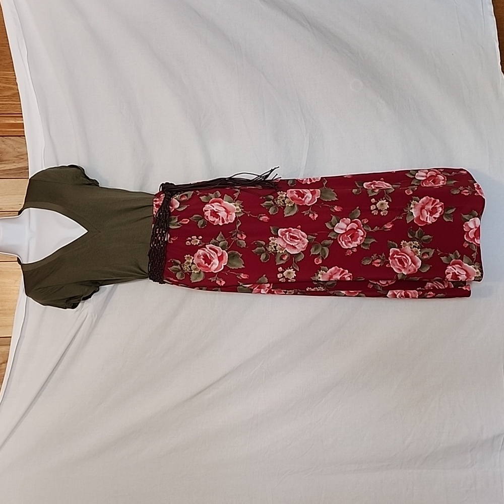 Free people unitard L, Sense skirt M, and weaved belt